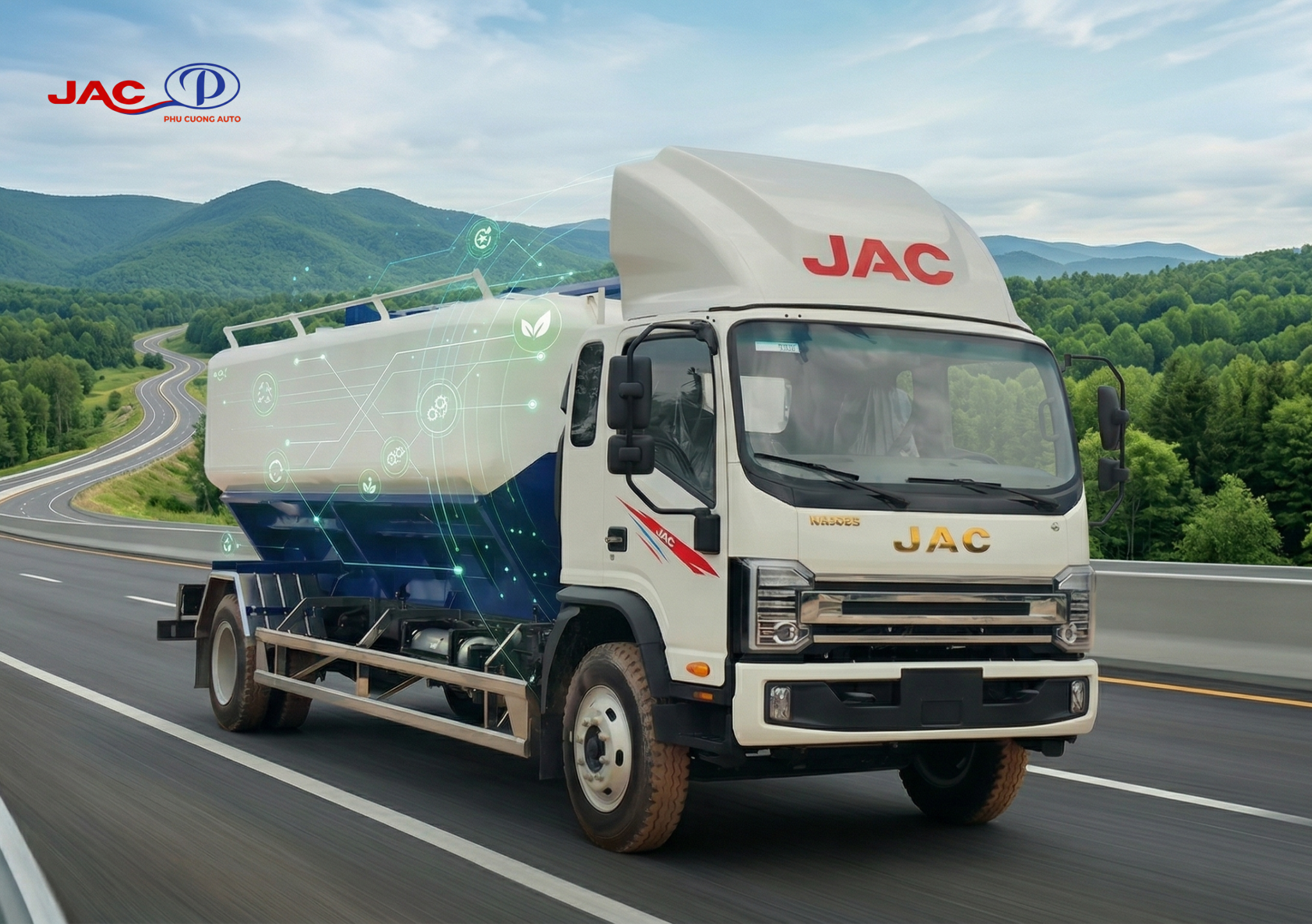 xe tải jac n900plus e5 bồn cám trục vít 